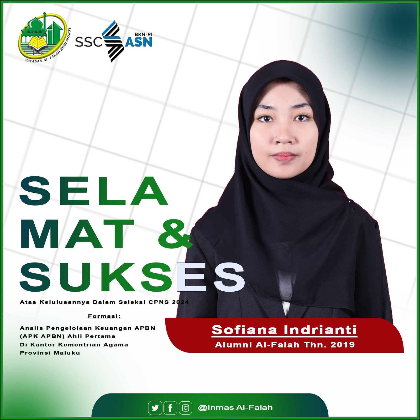 Alumni Hebat Al-Falah Kobimukti, Sofiana Indrianti Raih Prestasi Gemilang Lolos Seleksi CPNS Kemenag 2024